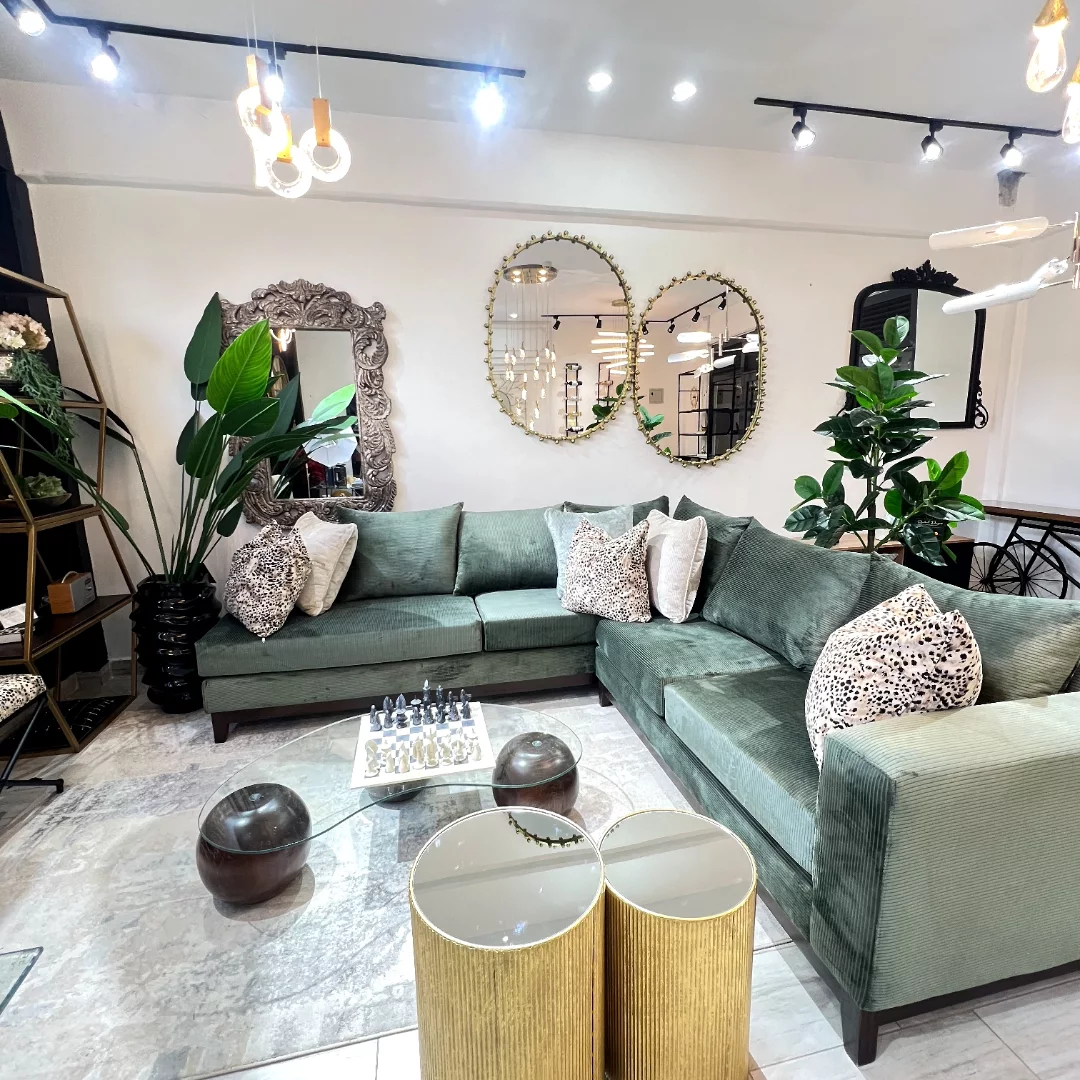 Suede Olive Green Sofa 002