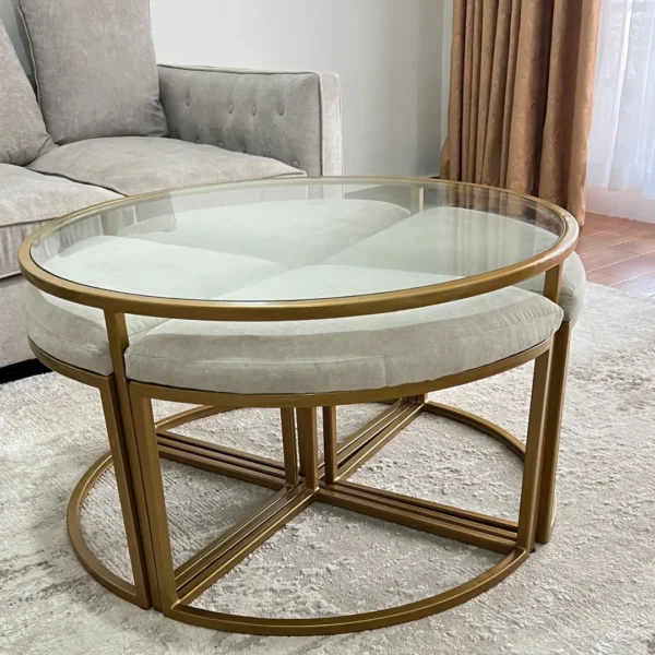 White Brass Glass Coffee Table